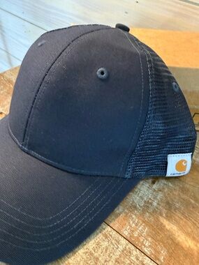 Carhartt Navy Blue Mesh Back Trucker Cap with Logo Patch